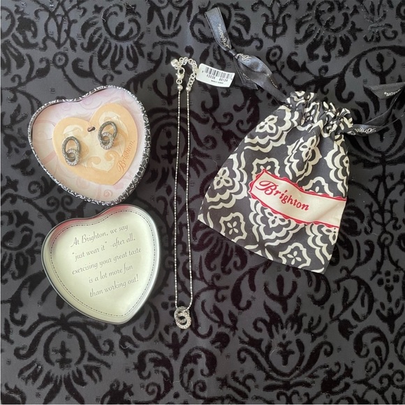 Vintage Brighton Pebble Pave Swarovski Crystal Gunmetal Necklace/Earring Set - Picture 2 of 10